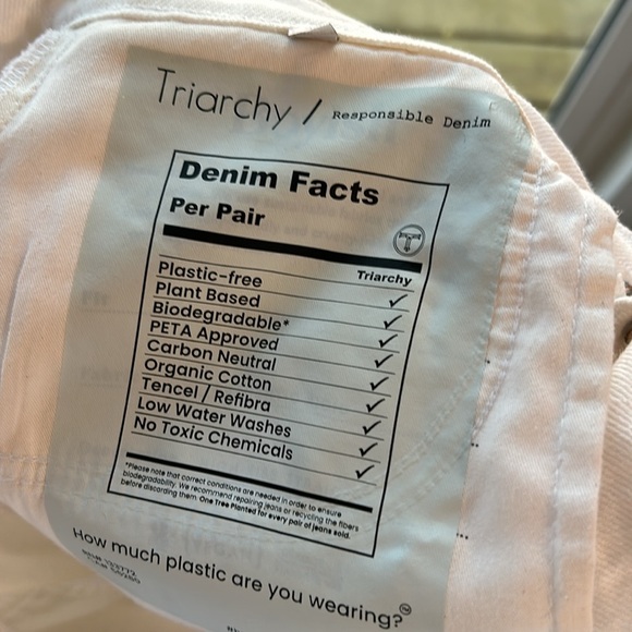 Triarchy White Straight leg Raw Hem Jeans Organic cotton Blend Size 28 - Picture 9 of 10